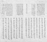 Two pages from 'Hai Duong phong vat khuc dung quoc am ca'  handwritten in Han Nom. Probably late 19th or early 20th century. Chu Nom is an obsolete writing system of the Vietnamese language. It makes use of Chinese characters (known as Han Tu in Vietnamese), and characters coined following the Chinese model. The earliest known example of Chu Nom dates to the 13th century. It was used almost exclusively by the Vietnamese elite, mostly for recording Vietnamese literature (formal writings were, in most cases, not done in Vietnamese, but in classical Chinese). It has almost been completely replaced by Quoc Ngu, a script based on the Latin alphabet.