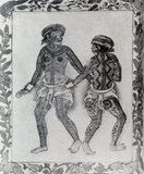 Body tattooing was an important rite of passage for men in the Visayas and was often related to head-hunting or heroism. At festivals, wrestlers wore loincloths to expose their tattoos making them appear more fierce and entreating protection from the spirit world. The first Europeans in the Philippines refered to the Visayans as ‘Los Pintados’, meaning ‘The Painted Ones’.<br/><br/>


 
The name ‘Visayan’ refers to any of several ethnic groups, including Austronesian and Negroid peoples, that inhabit the regions of the Visayas and some parts of Mindanao in the Philippines.