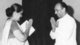 Sri Lanka: Former Premier Sirimavo Bandaranaike greeting President J. R. Jayewardene (1980)