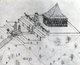 Indonesia: An 1840s pencil sketch of the grave of Sunan Giri, who was buried on a sacred hill near Gresik in Java in the 16th century.