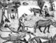 This illustration first appeared in 1734 on a map of the Philippines by Spanish missionary Pedro Murillo Velarde. It shows farmers operating rudimentary ox-drawn ploughs while a woman husks rice under a hut.<br/><br/>



From 1565 to 1821, the Philippines was governed as a territory of the Viceroyalty of New Spain and then was administered directly from Madrid after the Mexican War of Independence. The Manila galleons linking Manila to Acapulco traveled once or twice a year between the 16th and 19th centuries. Trade introduced foods such as corn, tomatoes, potatoes, chili peppers, and pineapples from the Americas. Roman Catholic missionaries converted most of the lowland inhabitants to Christianity and founded schools, a university, and hospitals.